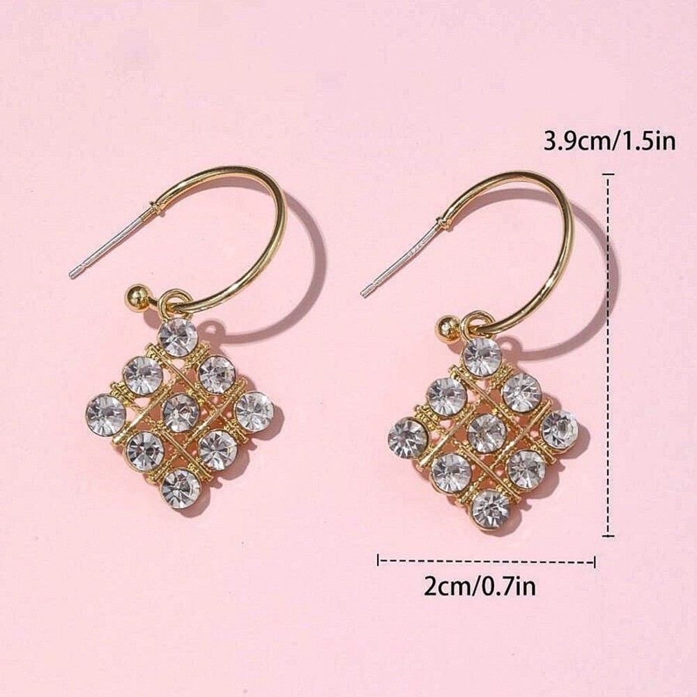 Any 2/$20! Gold Hoops w/Rhombus Crystal Earrings - Picture 5 of 7